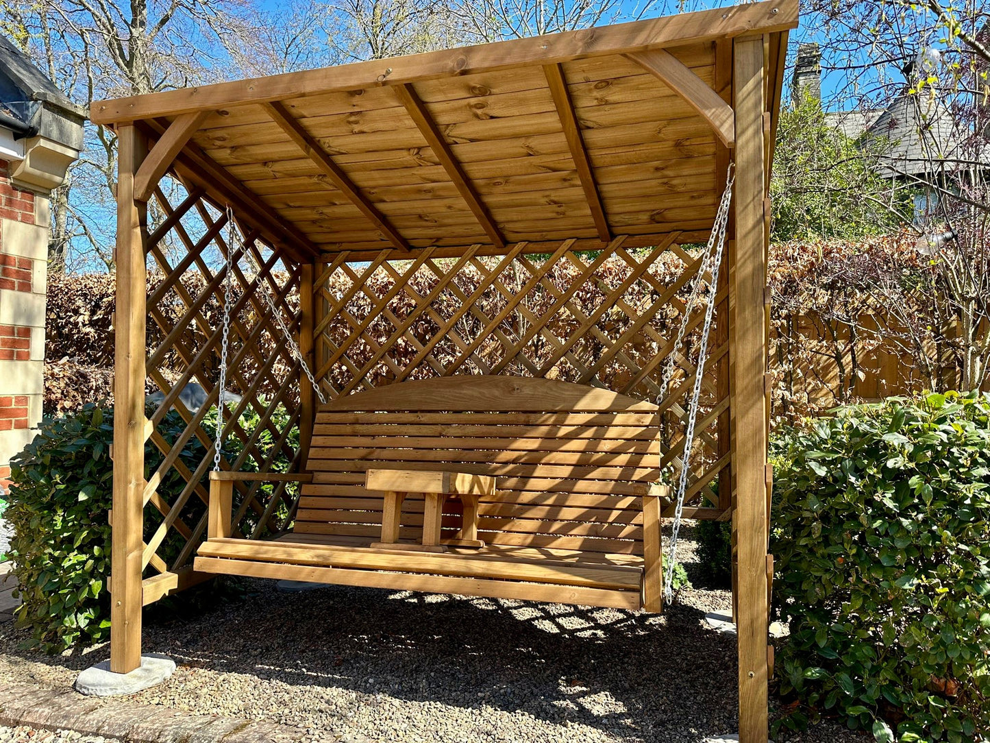 Covered garden swing seat 