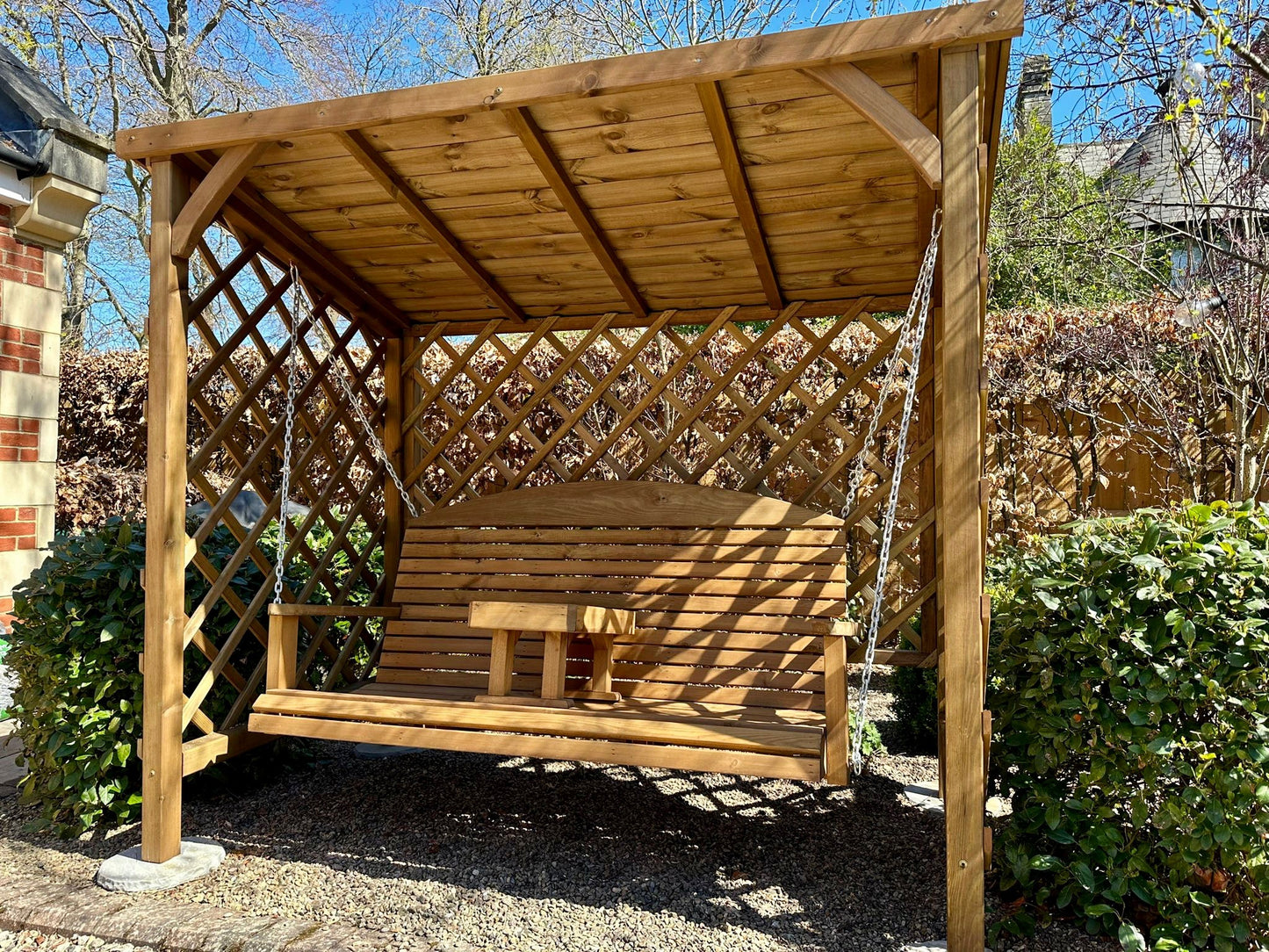 Covered garden swing seat