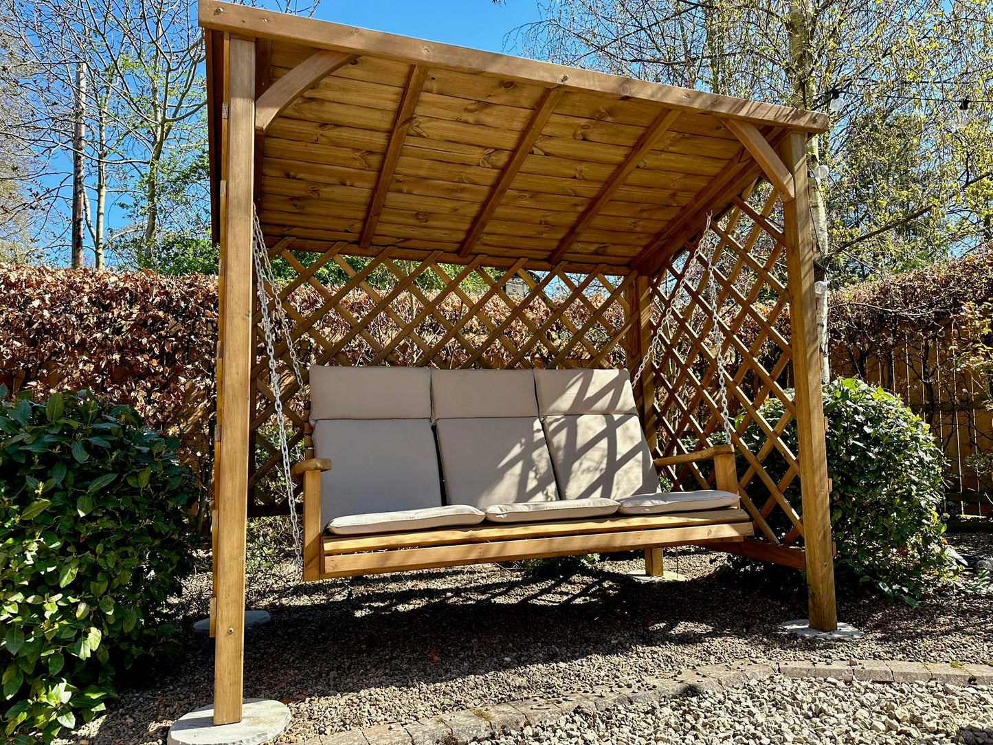 Wooden garden swing seat 