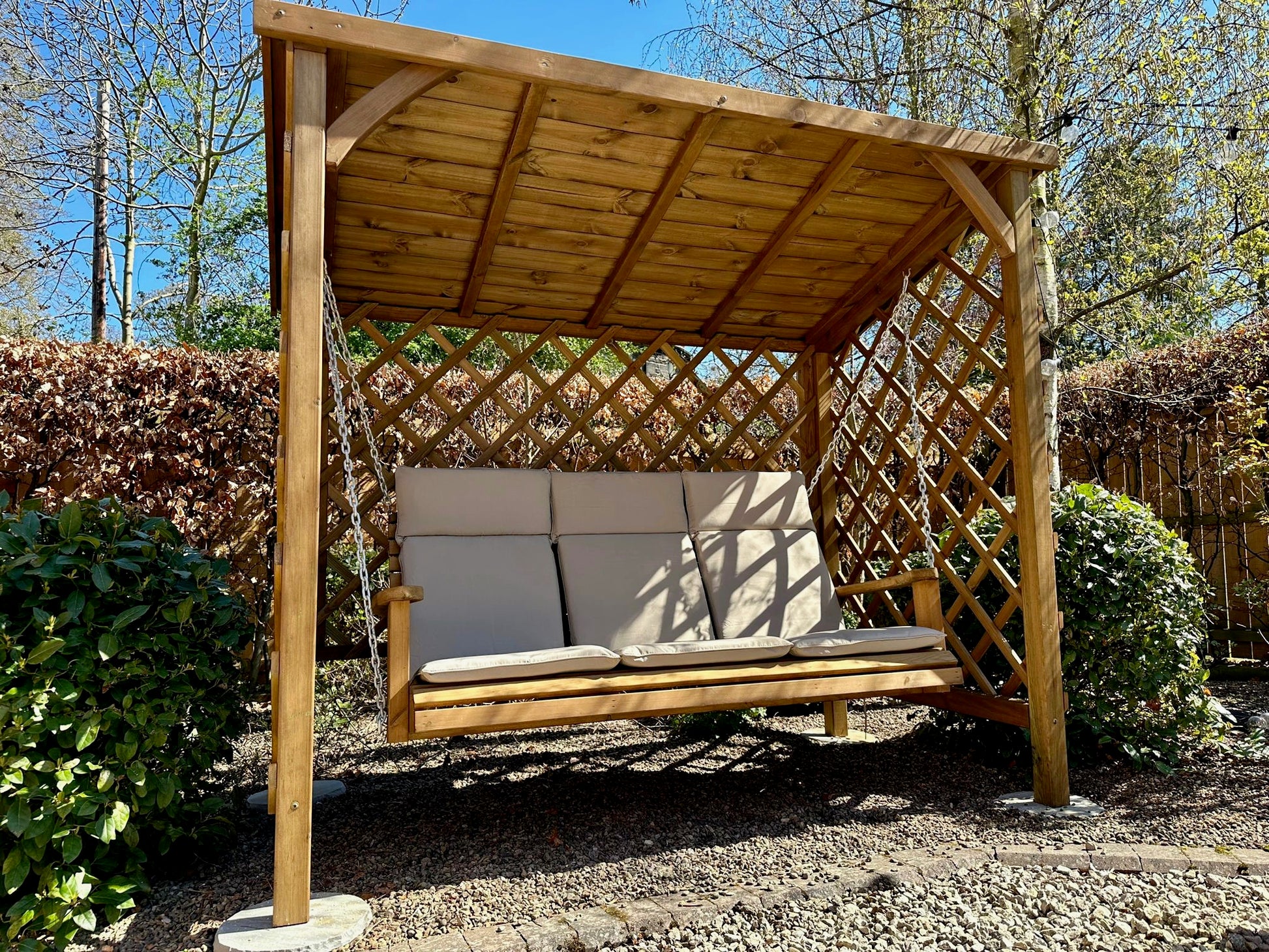 Wooden garden swing seat