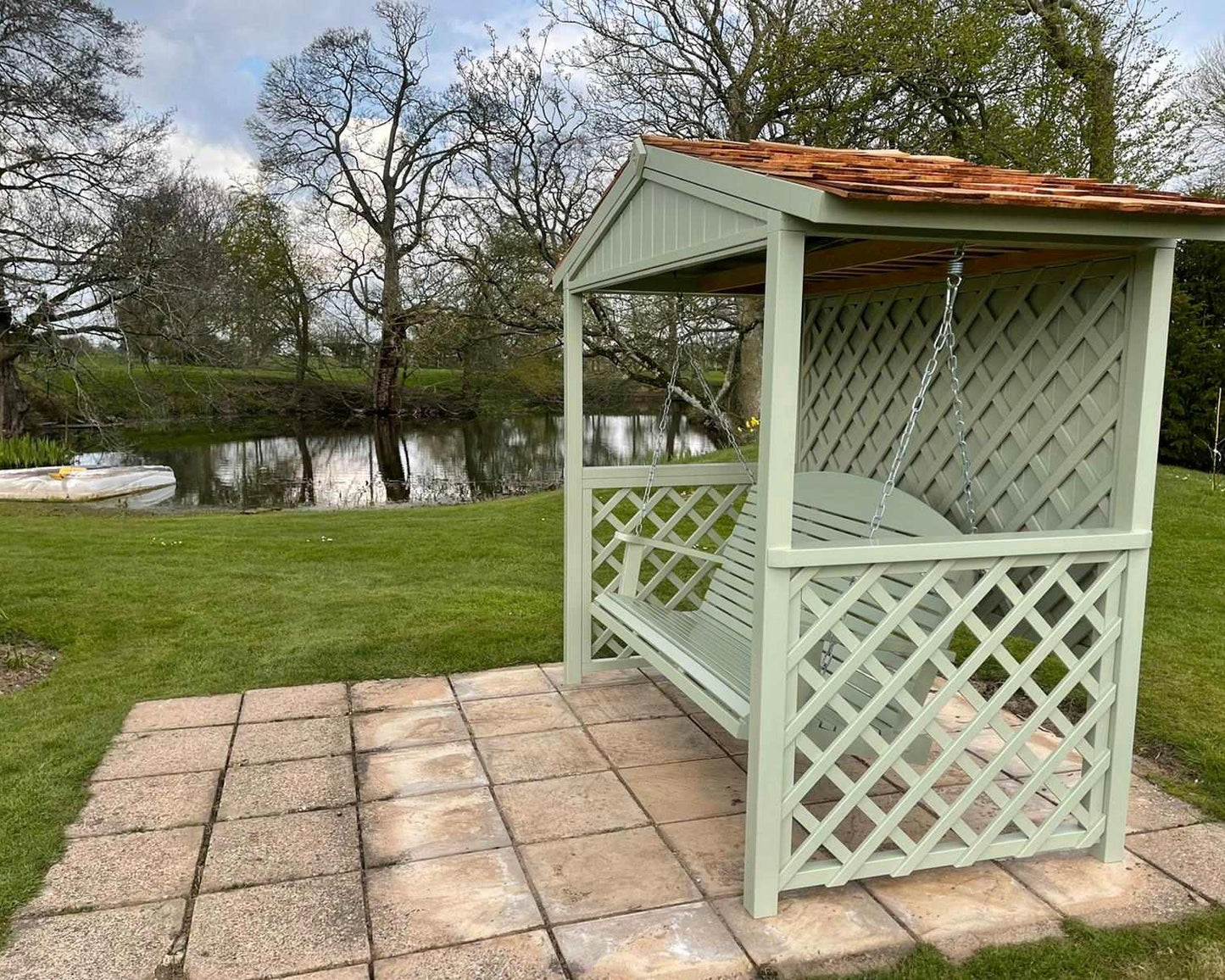 Painted garden swing seat