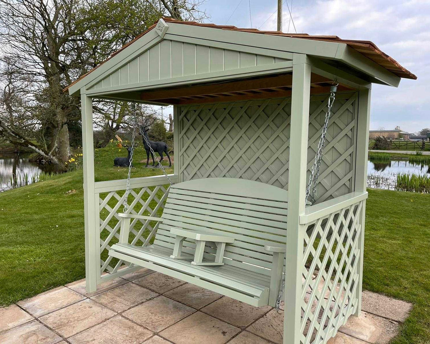 Cedar shingle garden swing