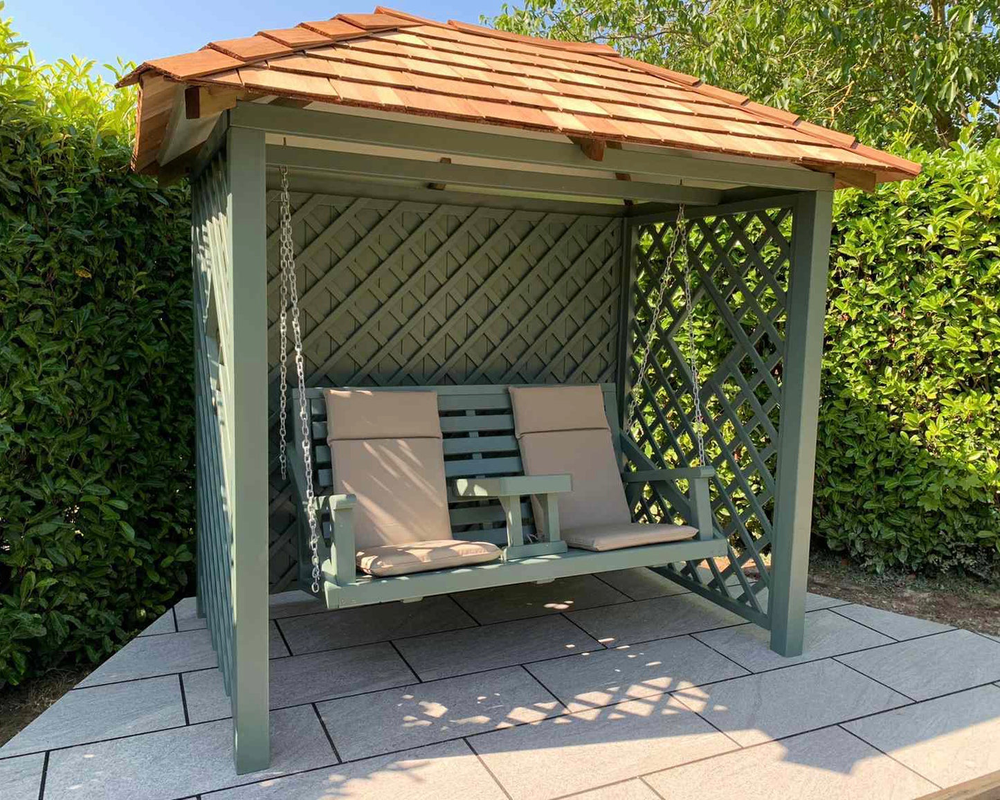 Painted garden swing seat 