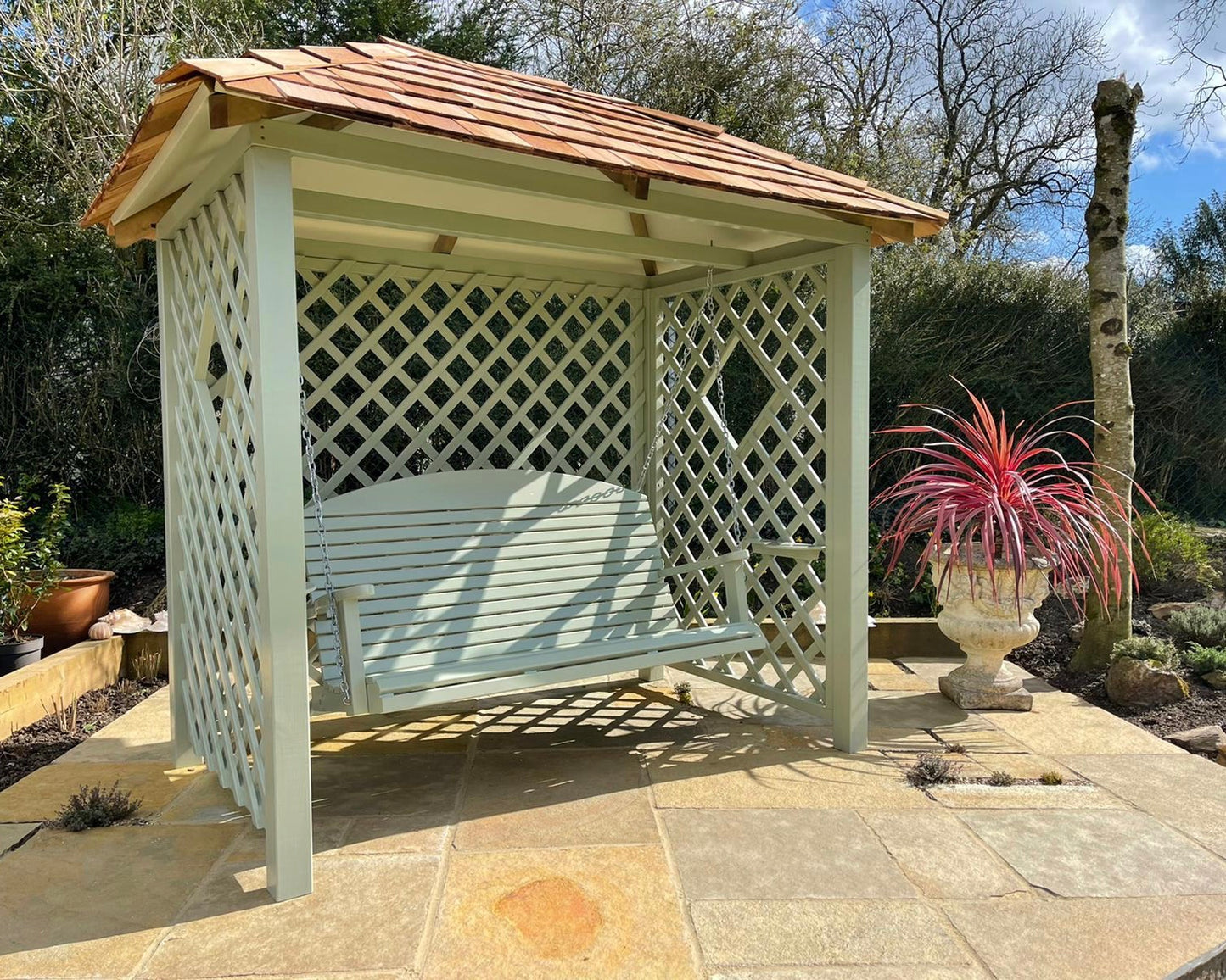 Painted garden swing