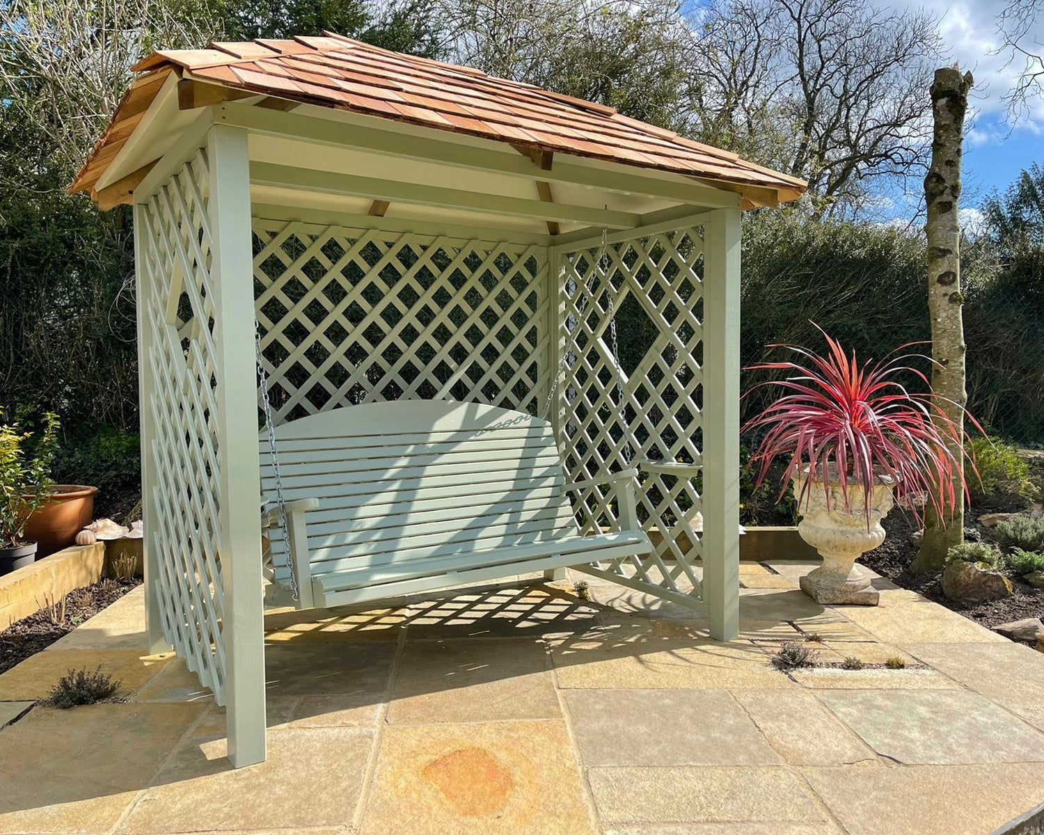 Painted garden swing