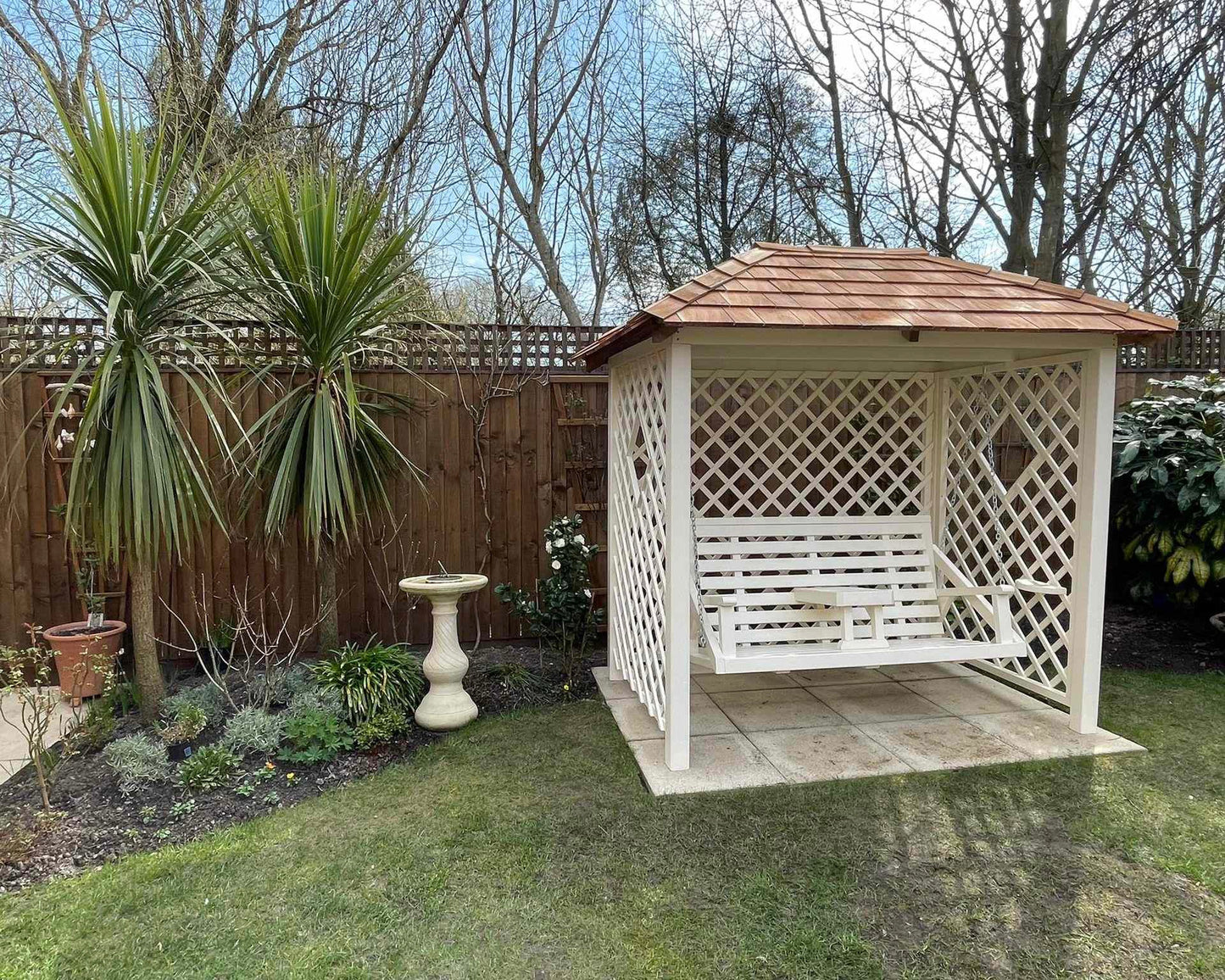 Painted wooden garden swing