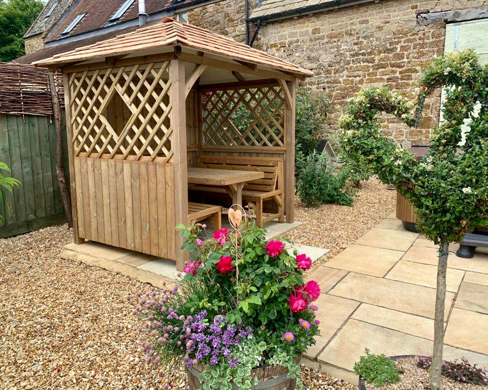 Wooden garden arbour