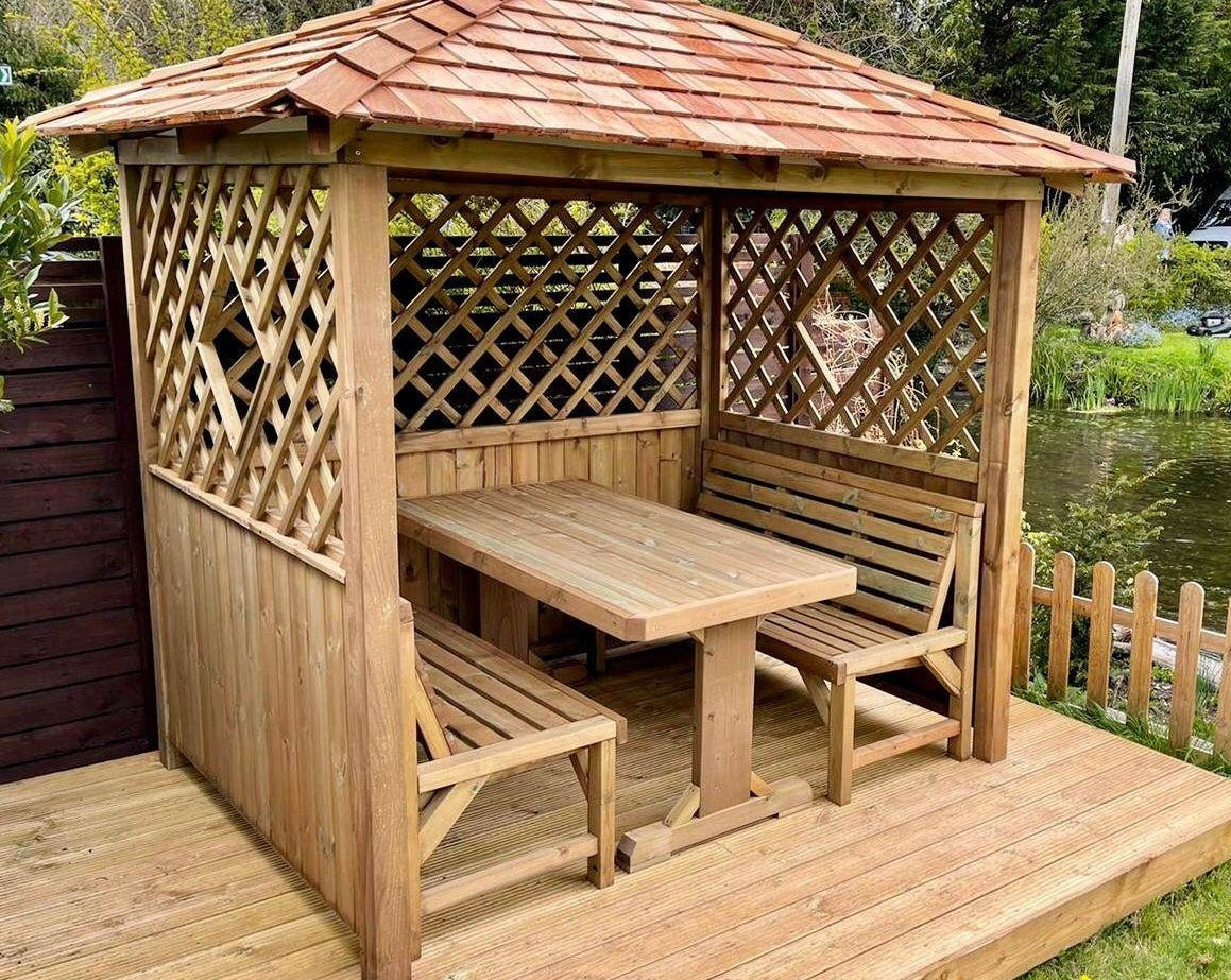 Wooden garden arbour