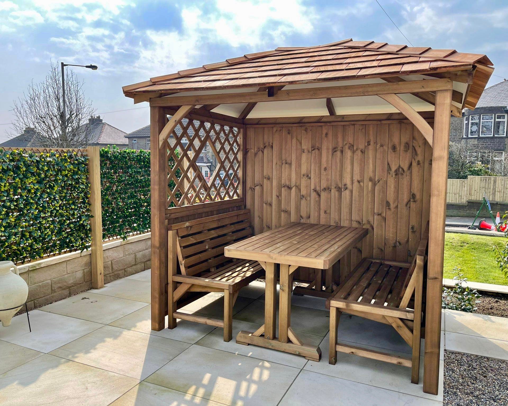 Wooden garden arbour