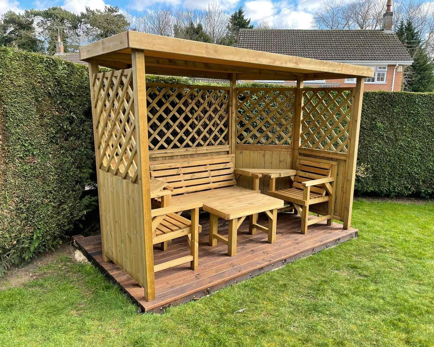 Wooden outdoor seating area 