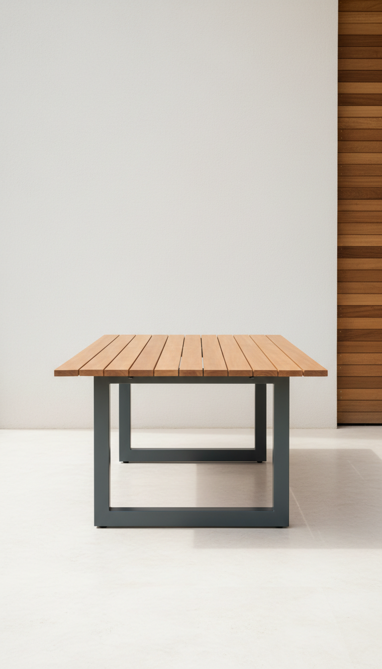 Teak and Aluminum Dining Table