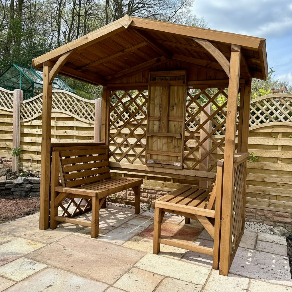 Arbour Example Garden Arbours | Redwood Arbours with Seating | Handcrafted in UK ...