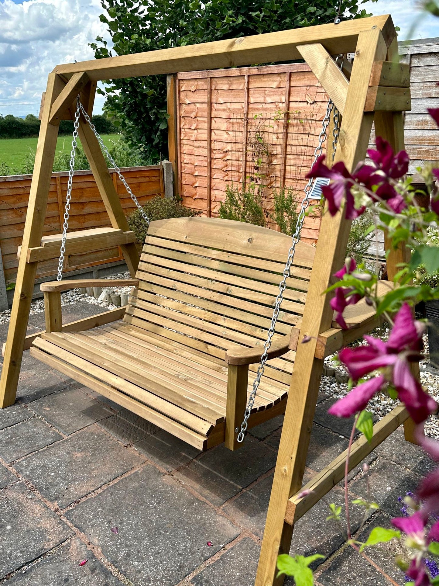 Wooden garden swing seat 